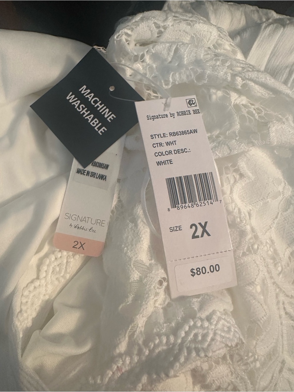 Robbie Bee White Lace Tiered Scoop-Neck Maxi Dress 2x - Picture 7 of 8